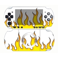 Виниловая наклейка для игровой консоли Sony PSP 2000 "Пламя желтое" артикул 11376a.